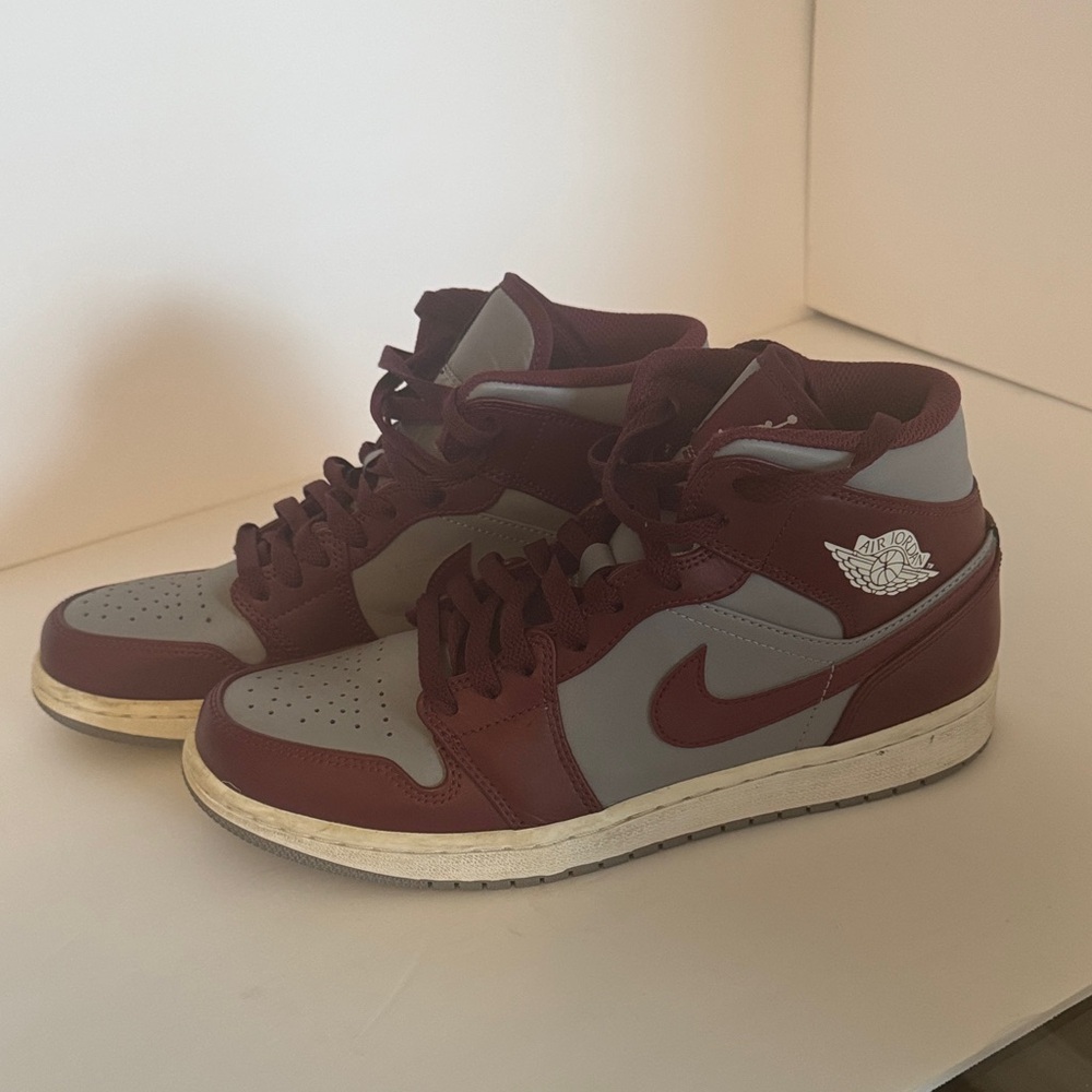 Jordan Men's Burgundy and Gray Sneakers - Picture 4 of 7